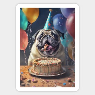 Pug Birthday Card #2 Sticker